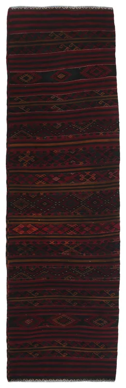 Full overhead view of the Red Tribal Geometric Runner on a white background