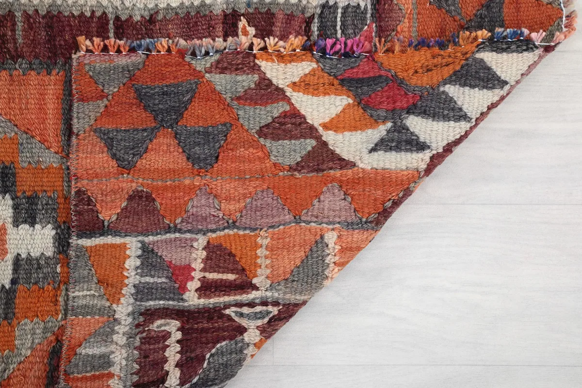Close-up of the back of the rug, showing the dense knotting and craftsmanship