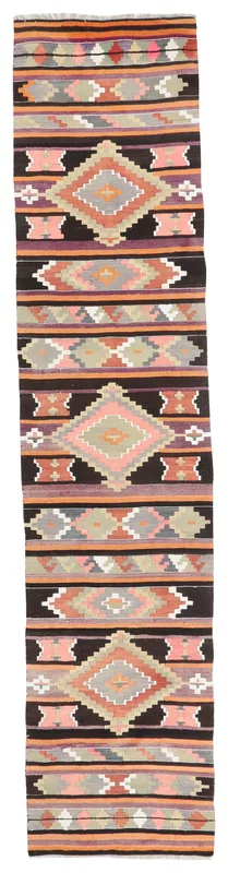 Black Rust Geometric Anatolian Runner, photo 1