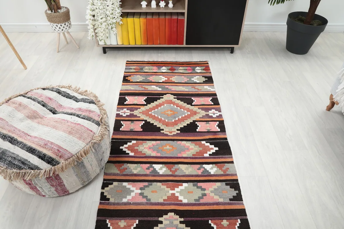 Black Rust Geometric Anatolian Runner, photo 8