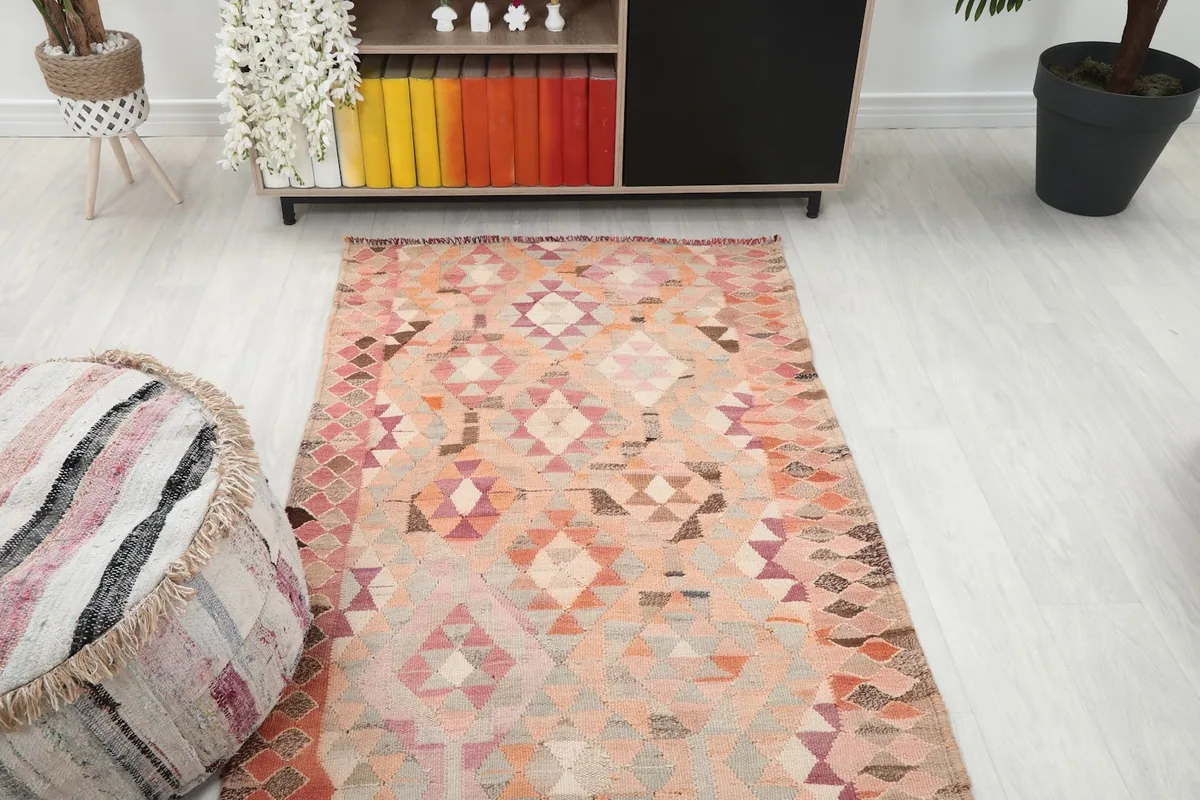 Overhead view of the runner in a room, showing its placement relative to furniture and overall size.