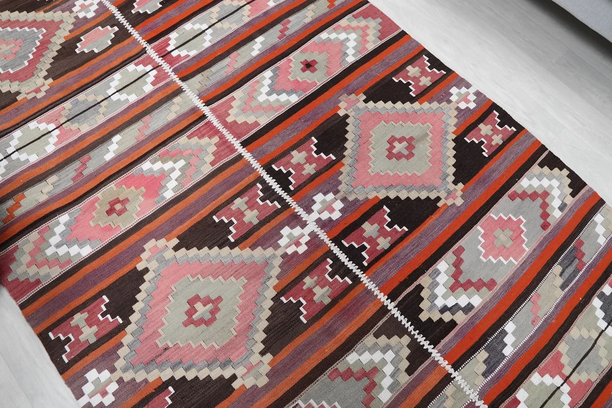Overhead angled view showcasing the repeating large diamond patterns and intricate weaving
