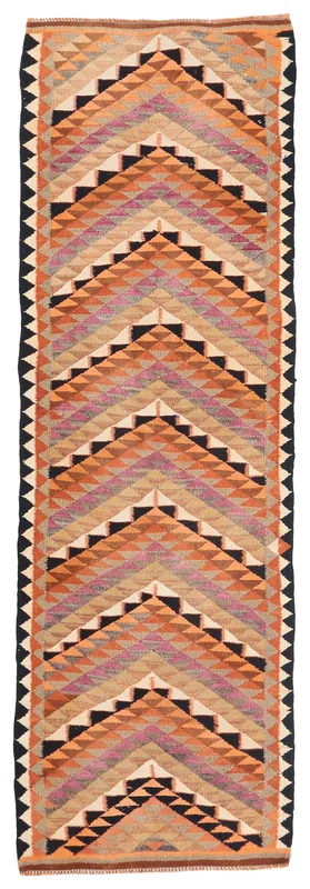 Full overhead view of the Orange Chevron Tribal Runner on a white background