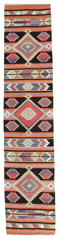 Black Orange Geometric Tribal Runner, photo 1