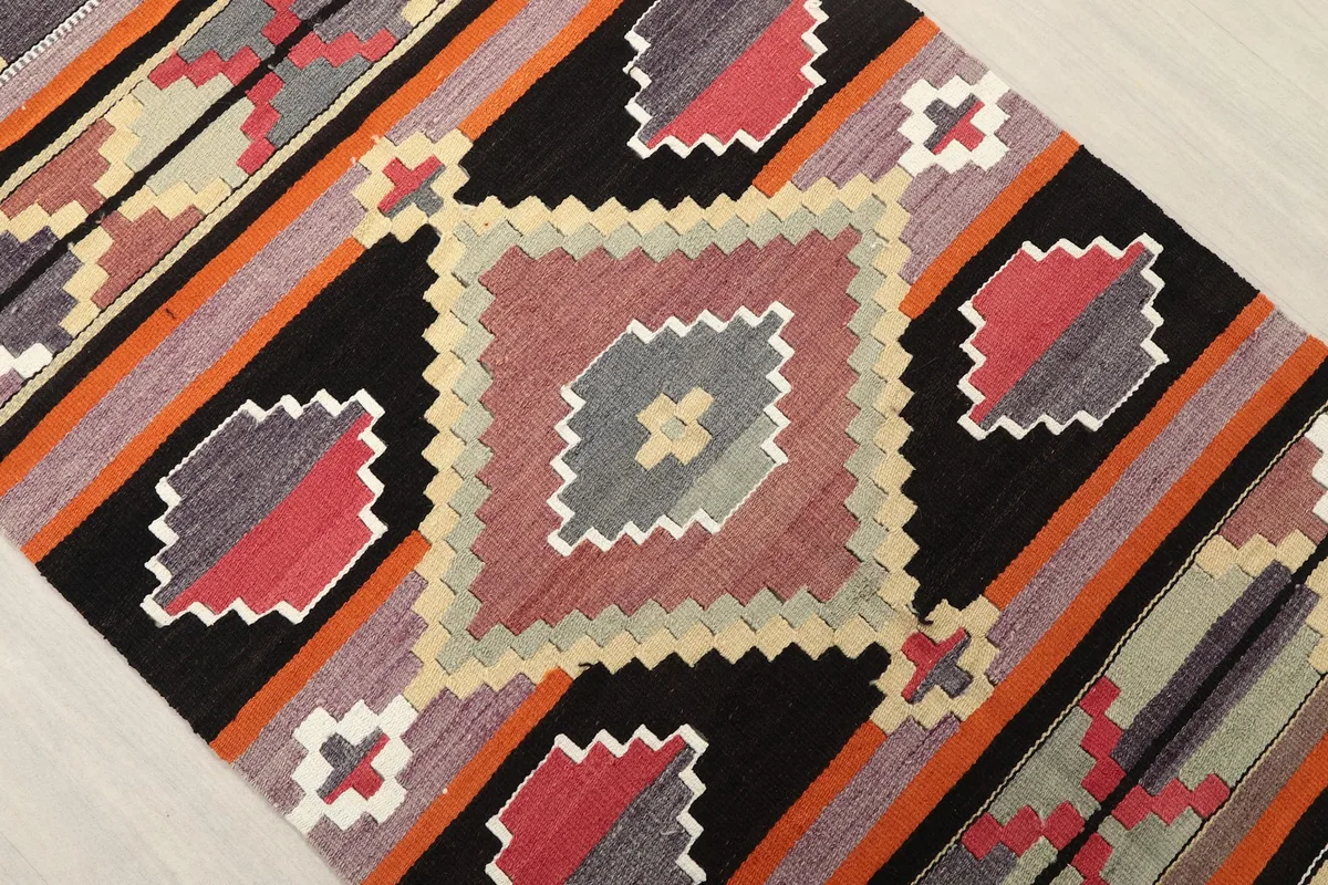 Black Orange Geometric Tribal Runner, photo 6