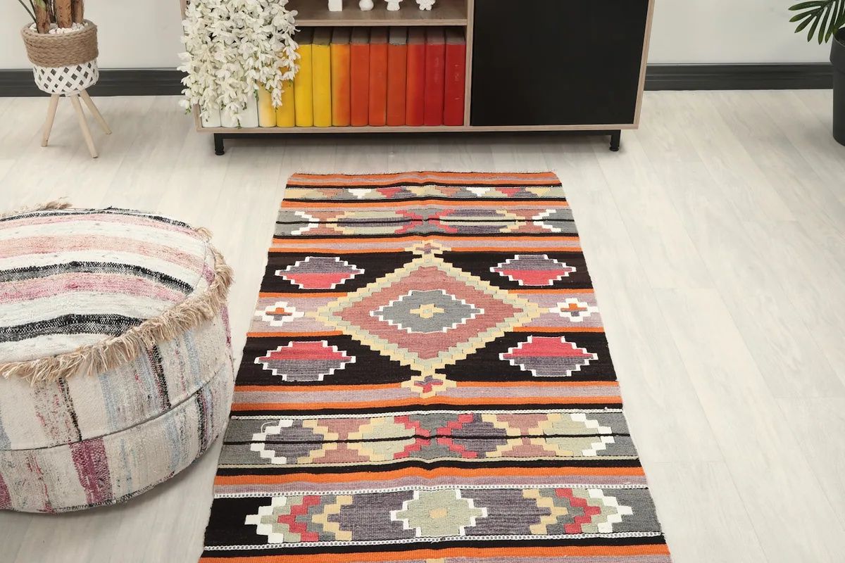 Black Orange Geometric Tribal Runner, photo 8
