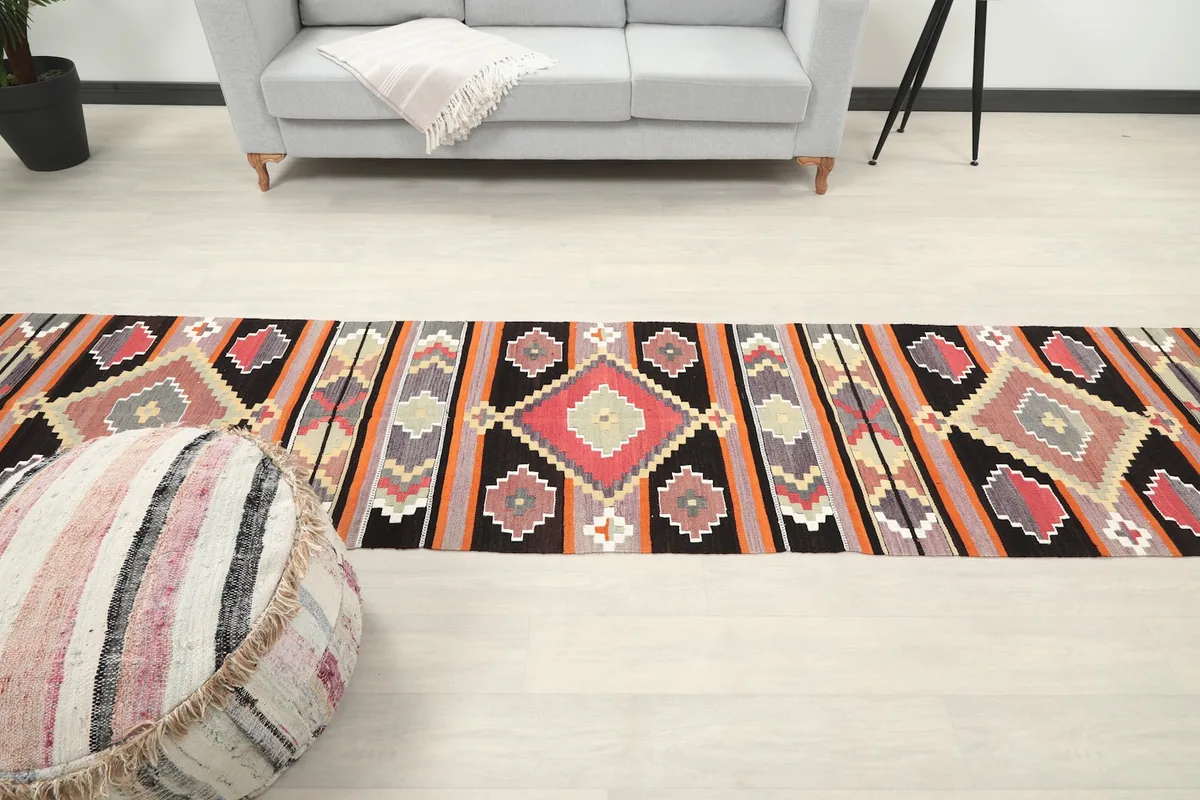 Black Orange Geometric Tribal Runner, photo 11