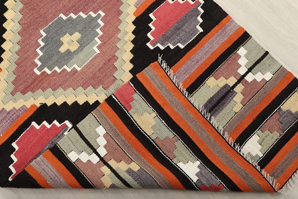 Black Orange Geometric Tribal Runner, photo 12