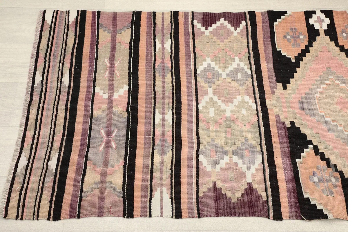Section of the runner showing striped and geometric patterns in various colors