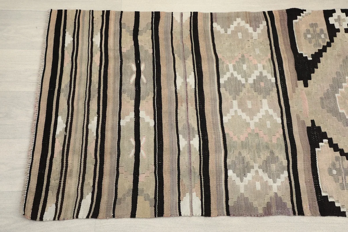 Close-up of the striped section and smaller geometric motifs on the runner