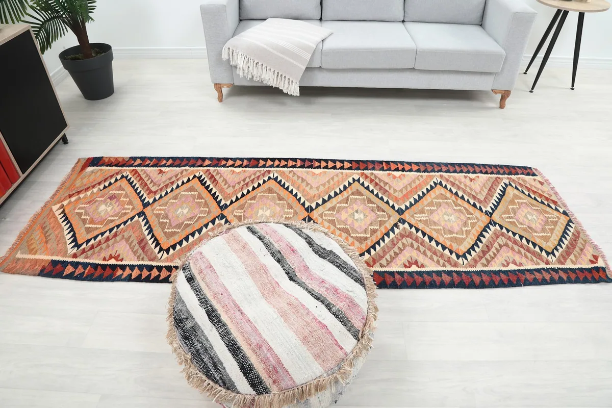 Full room view of the runner rug, showcasing its placement and scale