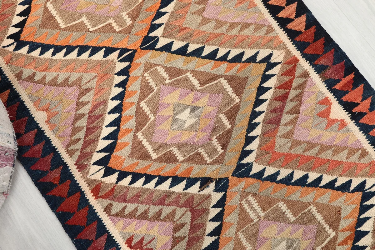 Overhead close-up showing the central diamond motifs and surrounding patterns