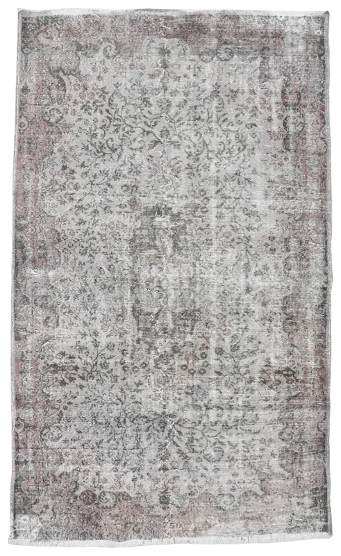 Rose Gray Medallion Rug full top view, showcasing faded patterns