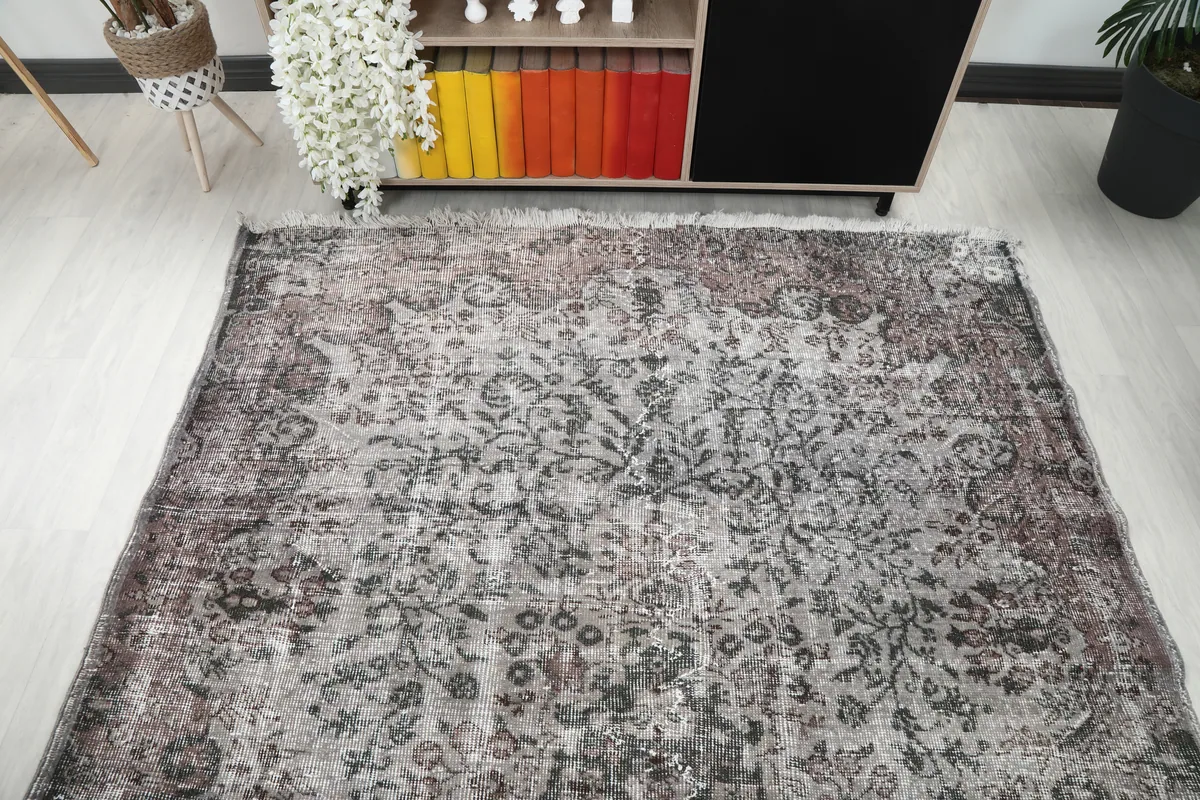 Rose Gray Medallion Rug viewed from another angle in the room
