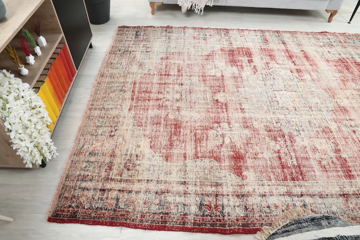 Side view of the rug in a living space, showing its overall presence and scale