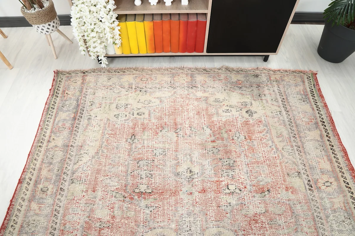 Overhead view of the rug in a room setting, emphasizing its size and overall appearance.