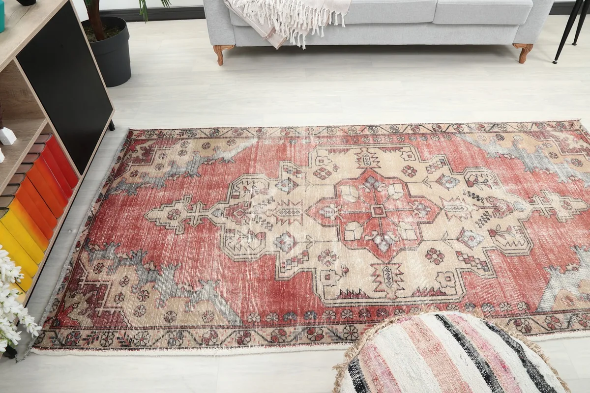 Full view of the rug in the room, showcasing its size relative to furniture