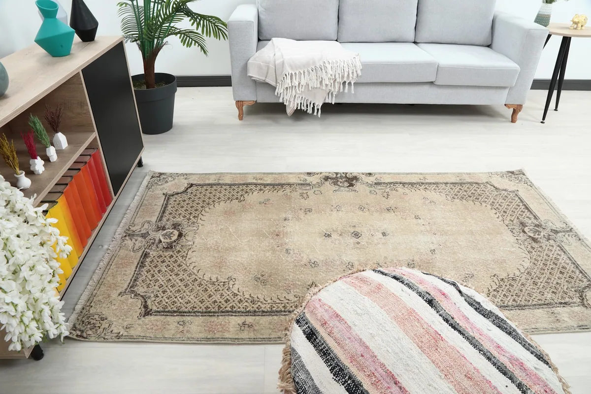 Full room view of the rug, providing context for its size and style in a home setting