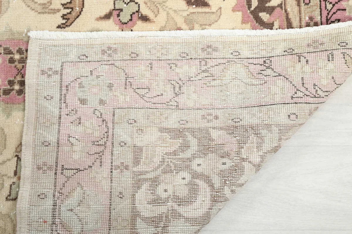 Close-up of the rug's back, showing the consistent knotting and structure
