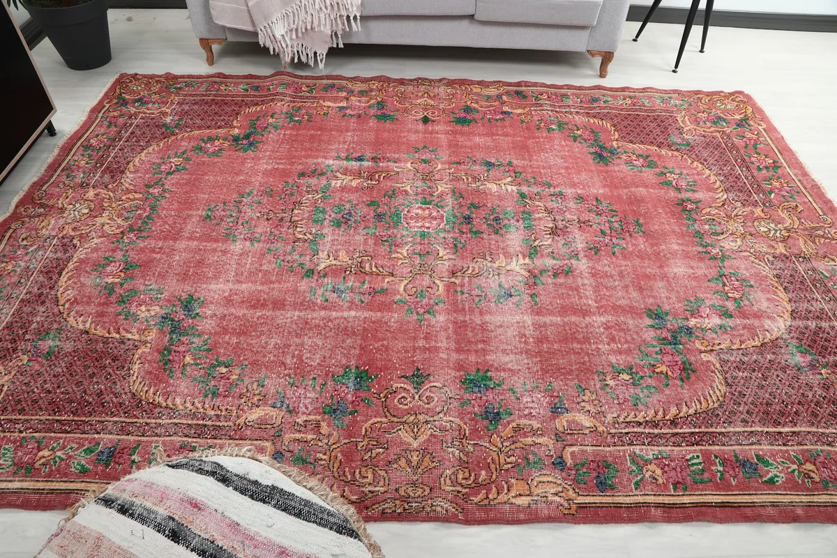 Full overhead view of the rug in the room, showing its placement relative to furniture