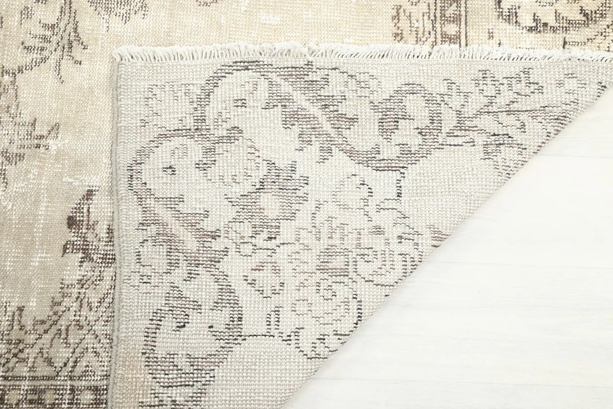 Close-up of the reverse side of the rug, revealing the detailed knotting and construction