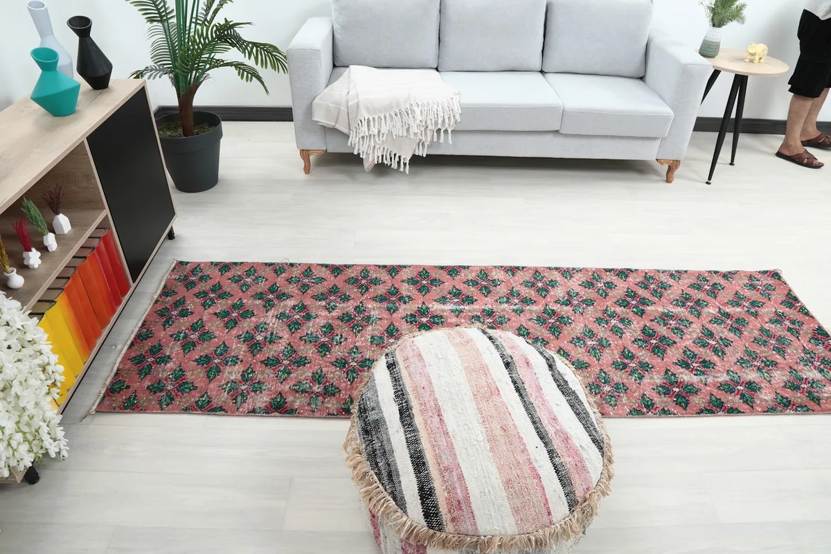 Full room view with the runner rug centered, providing scale and context